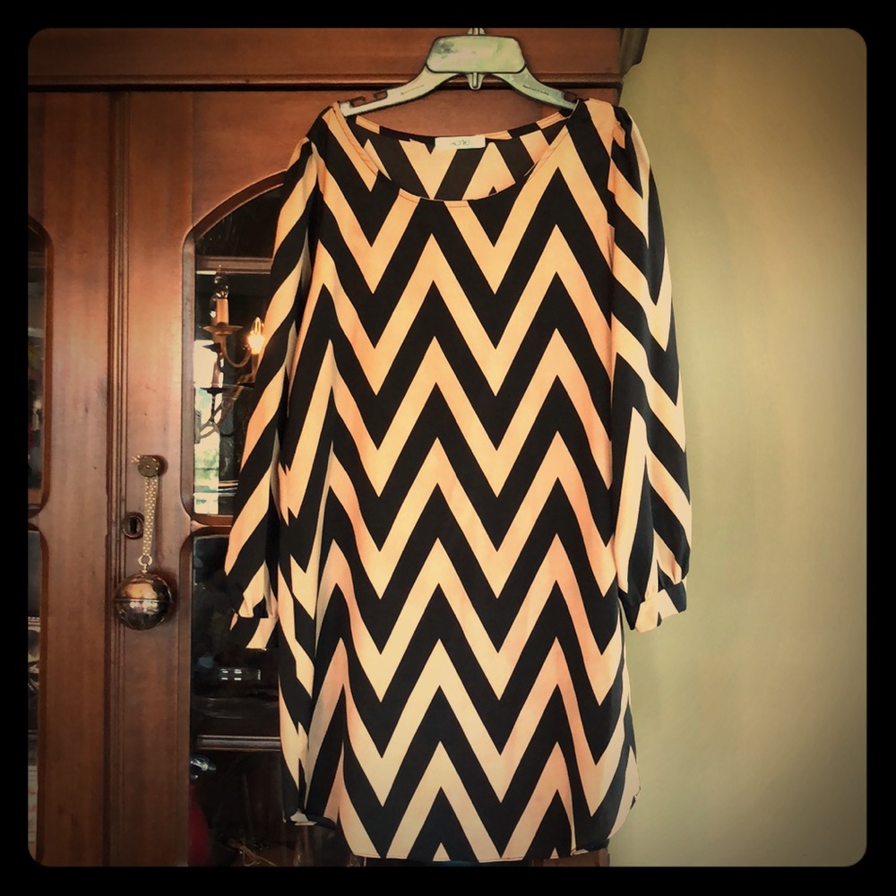 Brown and Black Patterned L/S Dress
